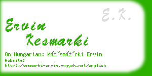 ervin kesmarki business card